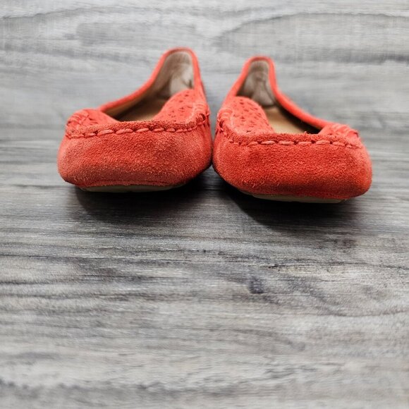 UGG Clair Suede Cutout Slip on Orange Flat Driving Loafer Shoe - Picture 6 of 11